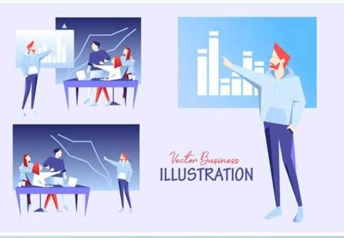 1 Marketing Team Vector Design Set Infographics Free Download psdly