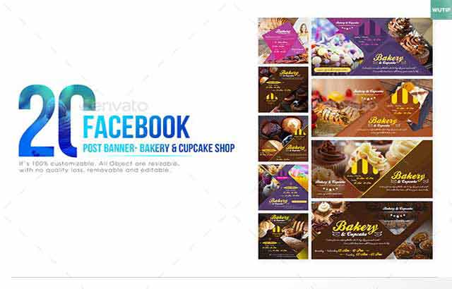20 Facebook Post Banner Bakery and Cupcake Shop Free Download PSDLY