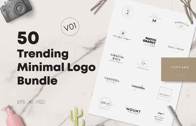 50 Trending Minimal Logo Bundle V01 ByXpertgraphicD Free Download