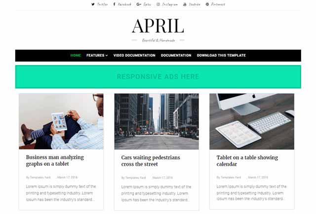 April Grid Blogger Template Premium Version Free Download