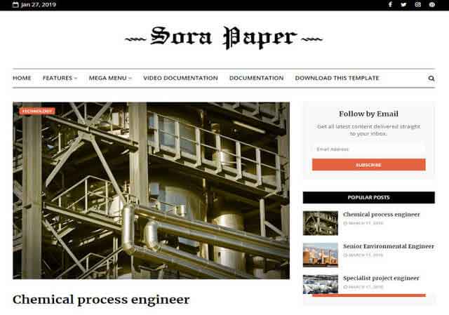 Sora Paper Blogger Template Premium Version Free Download