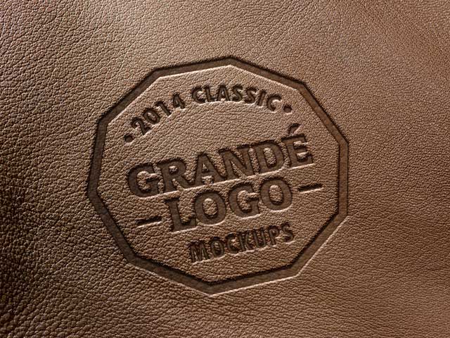 Free Logo Mockup Leather Surface PSD