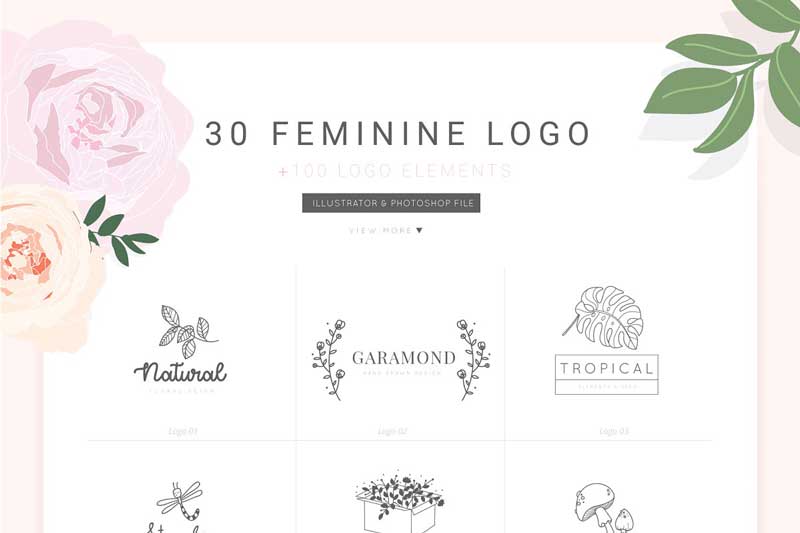 30 Feminine Logo Bundle V.1 PSD download