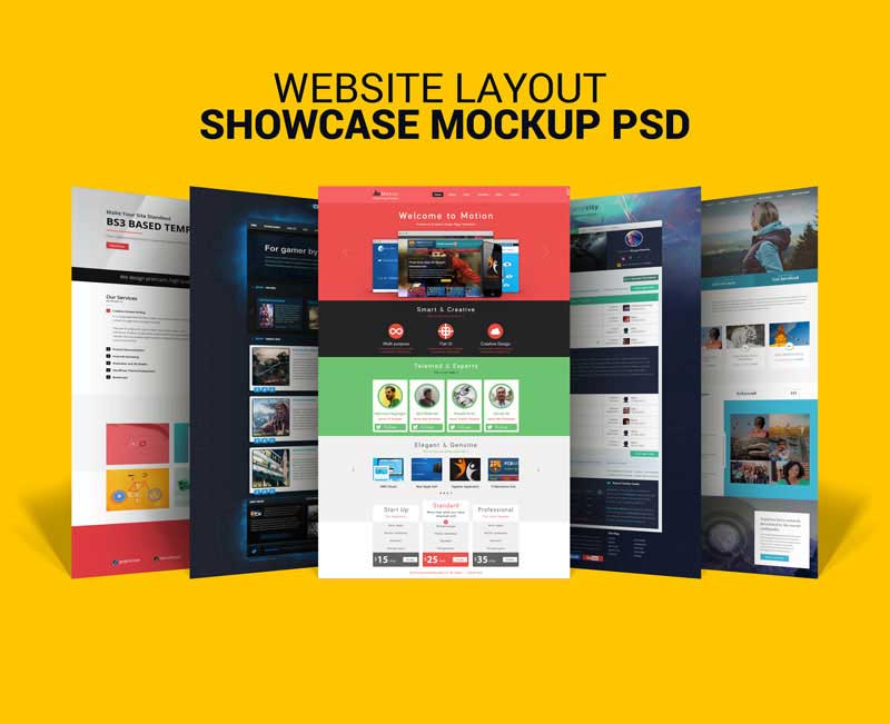 Free Website Layout Design Showcase Mockup