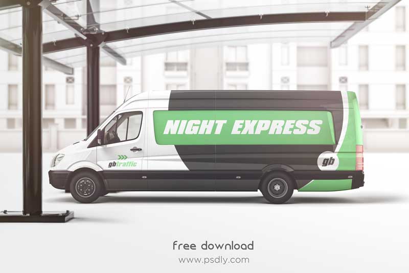 Van Vehicle Branding Mockup PSD File