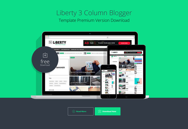 Liberty 3 Column Blogger Template Premium Version Download