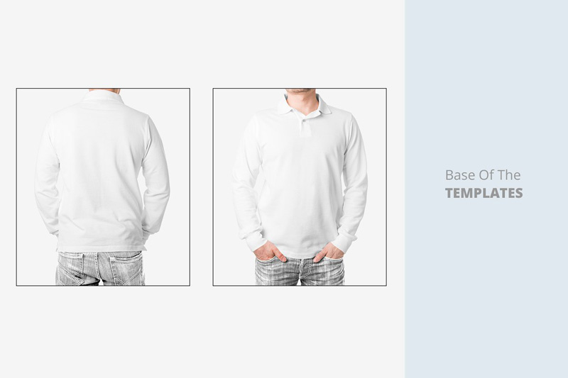 Long Sleeve Men Polo Shirt Mockup