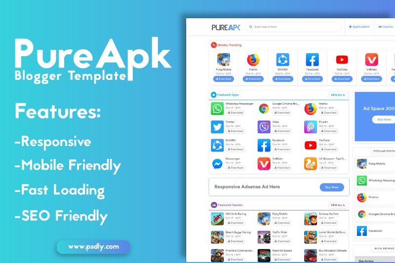 Pure APK Blogger Template Premium Free