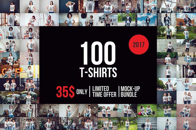 100 T Shirt Mock Up Bundle 2017