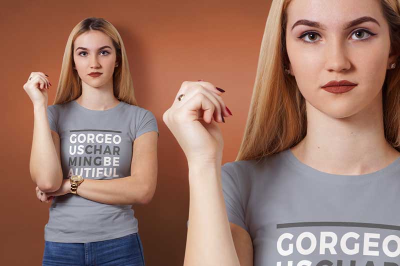 Crew Neck T shirt Mock up Female Version 1 1