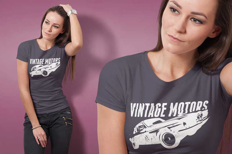 Crew Neck T shirt Mock up Female Version 2