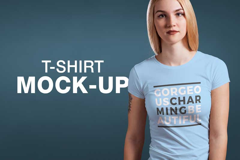Crew Neck T shirt Mock up Female Version 6
