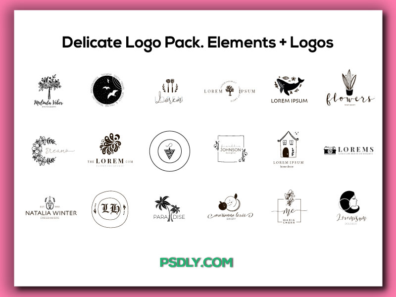 Delicate Logo Pack. Elements 252B Logos