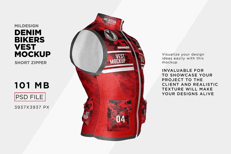 Denim Bikers Vest Mockup 2