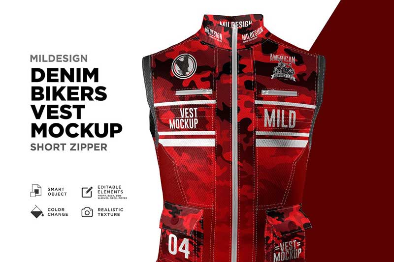Denim Bikers Vest Mockup