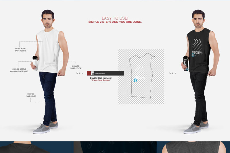Men2527s Sleeveless Shirt Mockup Set 1