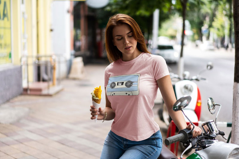 T Shirt Mock Up Walking Girl 1