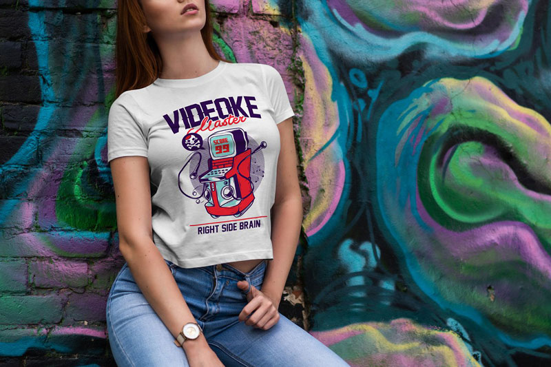 T Shirt Mock Up Walking Girl 3