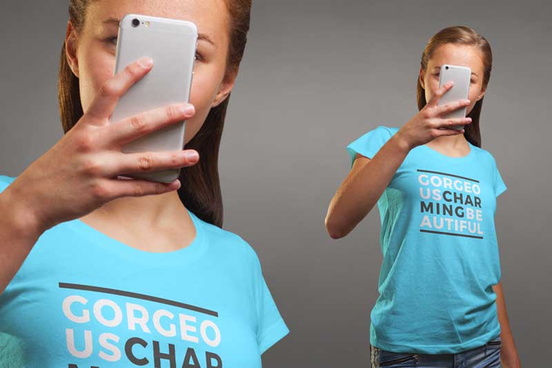 T shirt Mock up Female Version PSD Template 2