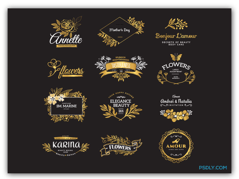 Vectors Golden Decorative Logotypes 28
