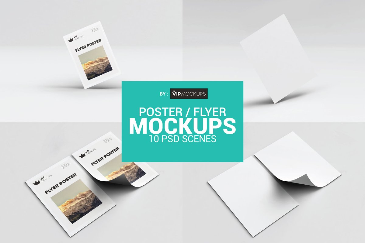 poster flyer mockups 10 psd scenes