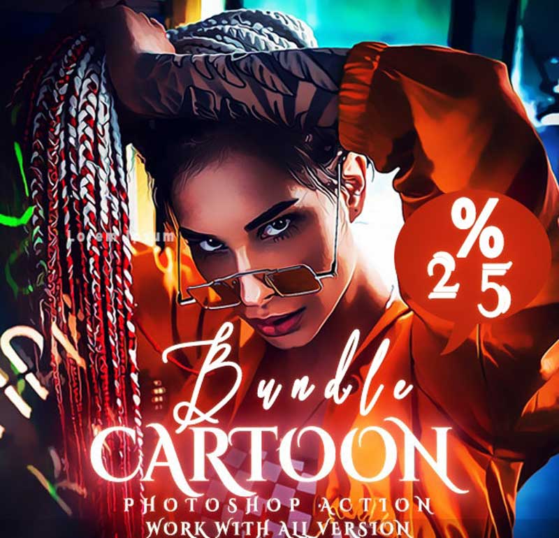 Bundle Cartoon Painting Photoshop Actions 26075116