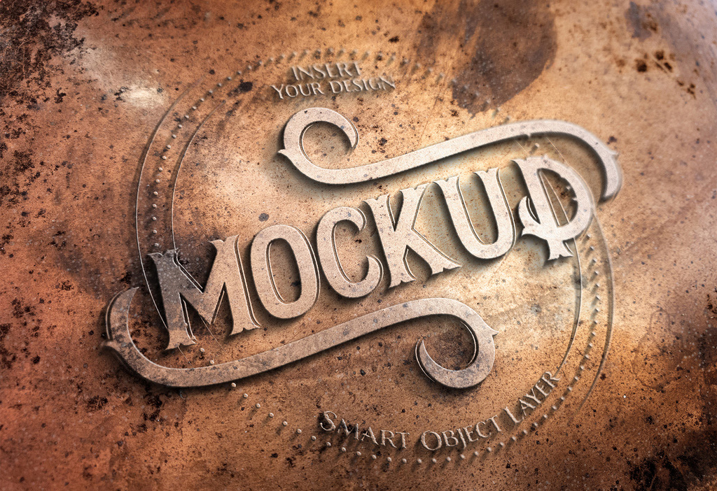 Copper Metal Text Effect Mockup