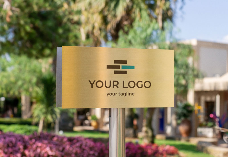 Entrance Logo Mockup Sign in Gold and Silver 1