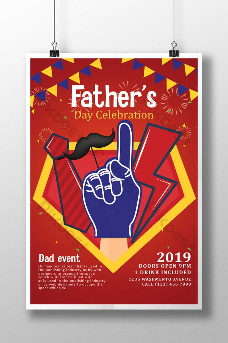 Father2527s Day 2526 Super Dad Flyer Templates in Dynamic Style Template PSD