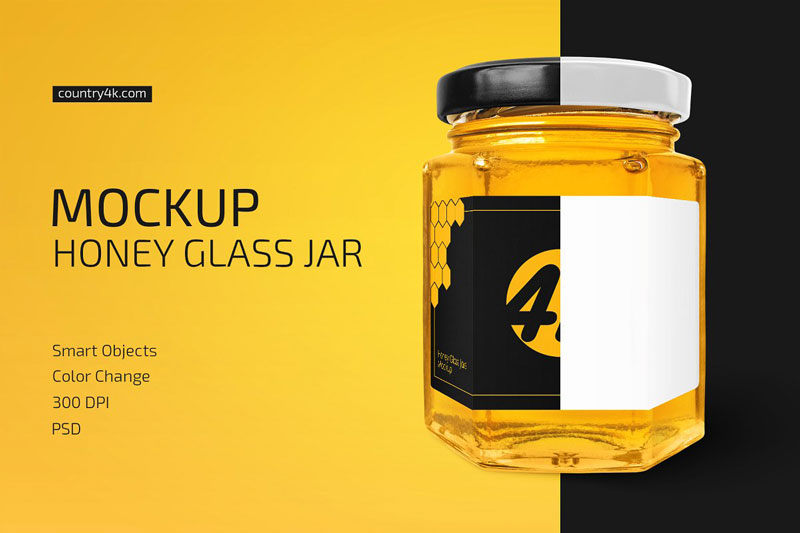 Honey Glass Jar Mockup 4447900