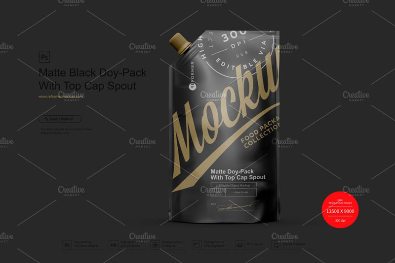 Matte Black Doy Pack With Top Cap 4041023 Free