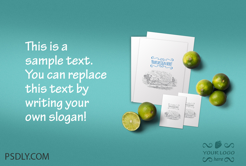 Organic Food Menu and Business Card Mockup