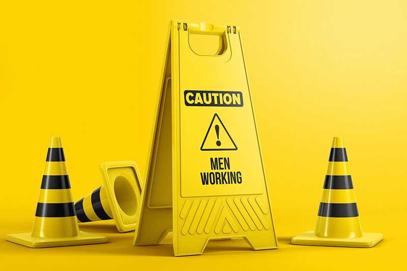 Plastic Caution Floor Sign Board Mockup Free Now