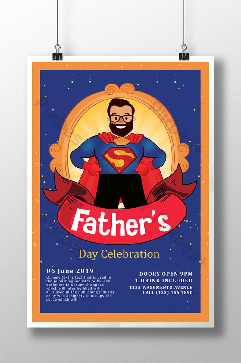 Super Dad Father2527s Day Flyer Templates with Banner Template PSD