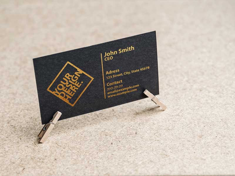 Textured Business Card Mockup with Clothes Pins 279220407 1