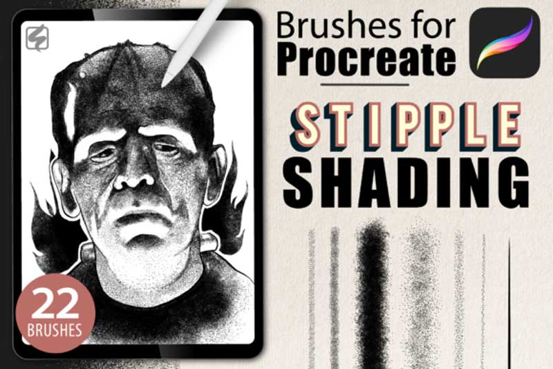 22 Procreate Brushes Stipple Shading