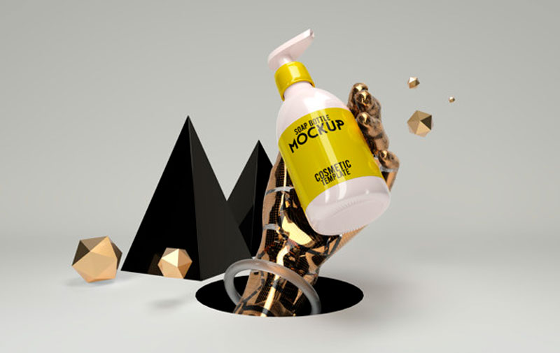 Abstract Cosmetic Soap Bottle PSD Mockup Template