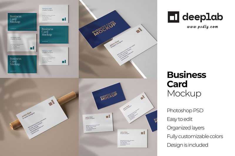 Business Card Mockup Set With Shadow 4606553