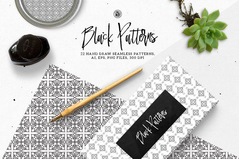 Creativemarket Black Patterns 1674433