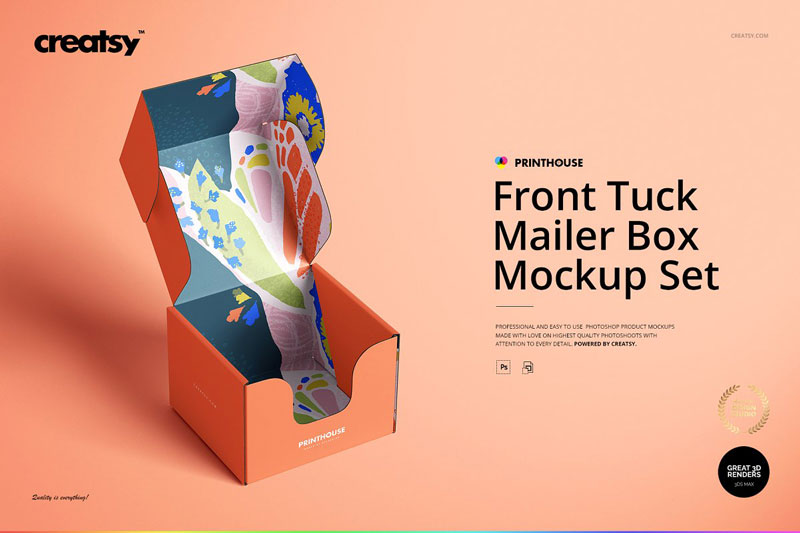 Front Tuck Mailer Box Mockup Set 4351625
