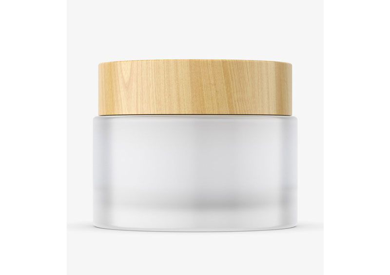 Frosted jar mockup with wooden cap 4708383