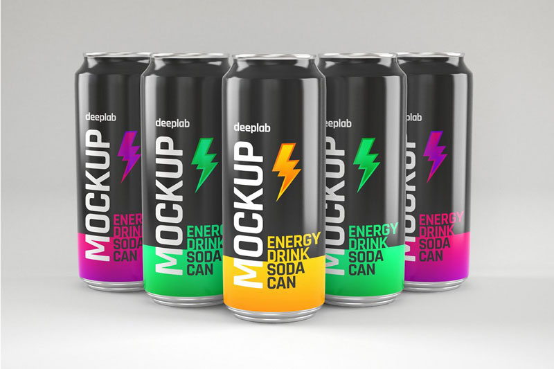 Glossy Soda Can Mockup Set 4489324