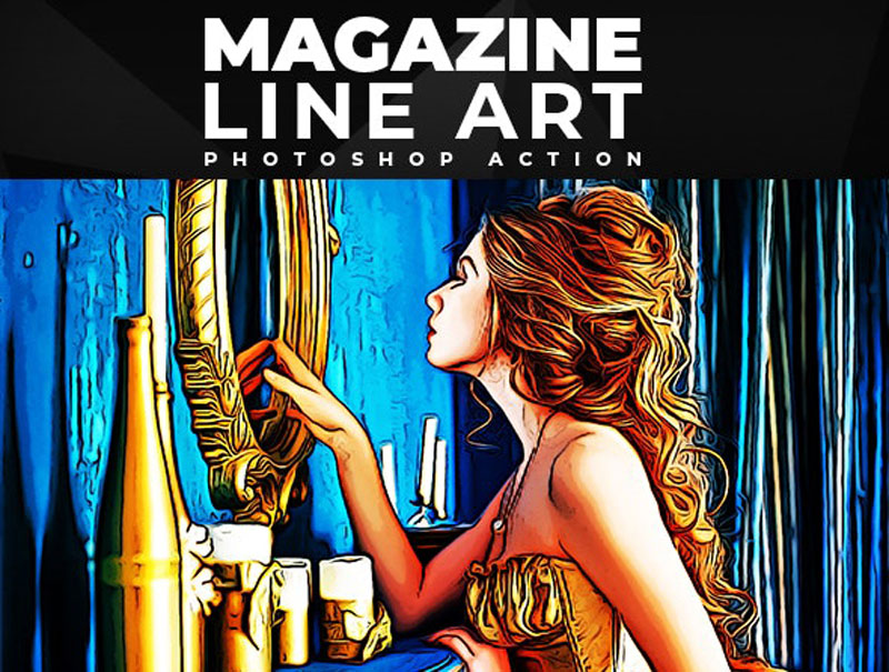 Magazine Line Art Photoshop Action 26096233