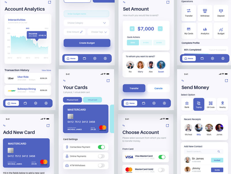 Meela - Money Transfer, Bank, Finance and Wallet App UI Kit