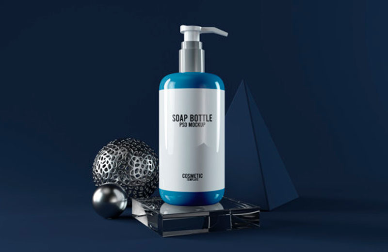 Minimal cosmetic soap bottle mockup
