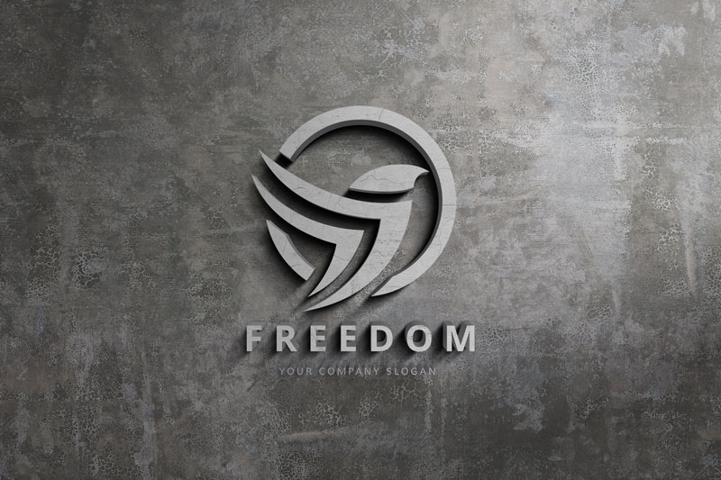 Realistic 3D Wall Sign Logo Mockup