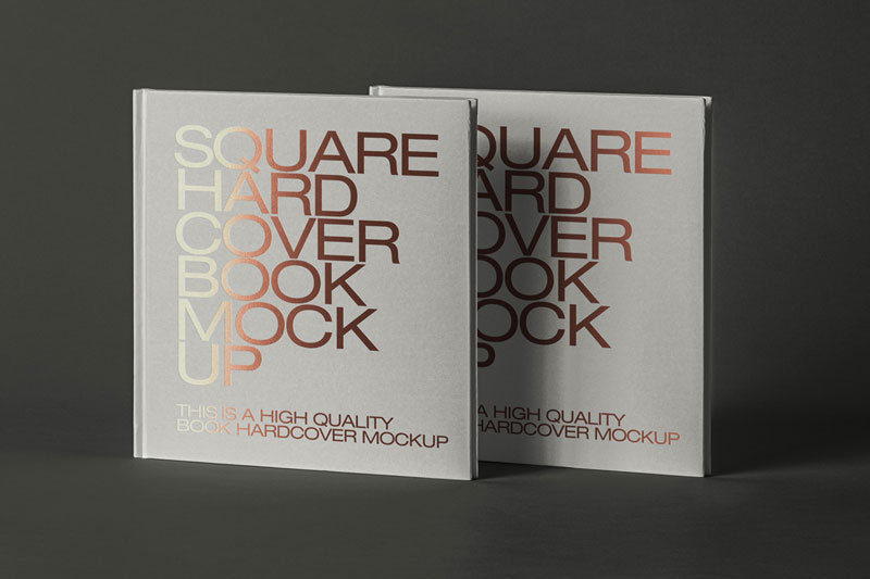 Square Book Psd Hardcover Mockup