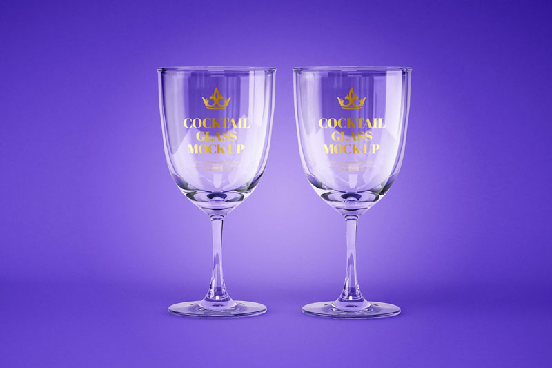 Water and Cocktail Glass Mockup Set 4774238