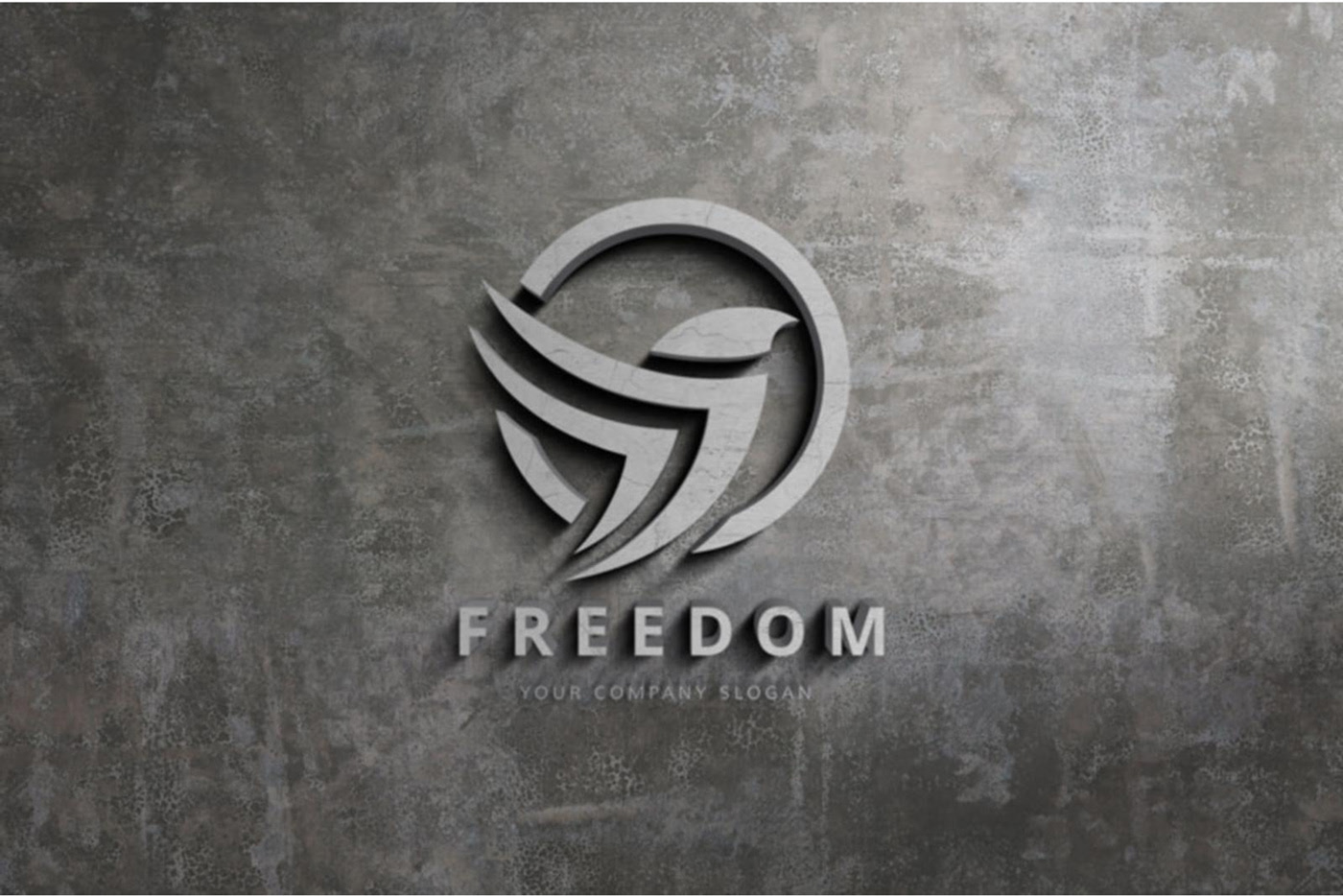 Realistic 3D Wall Sign Logo Mockup