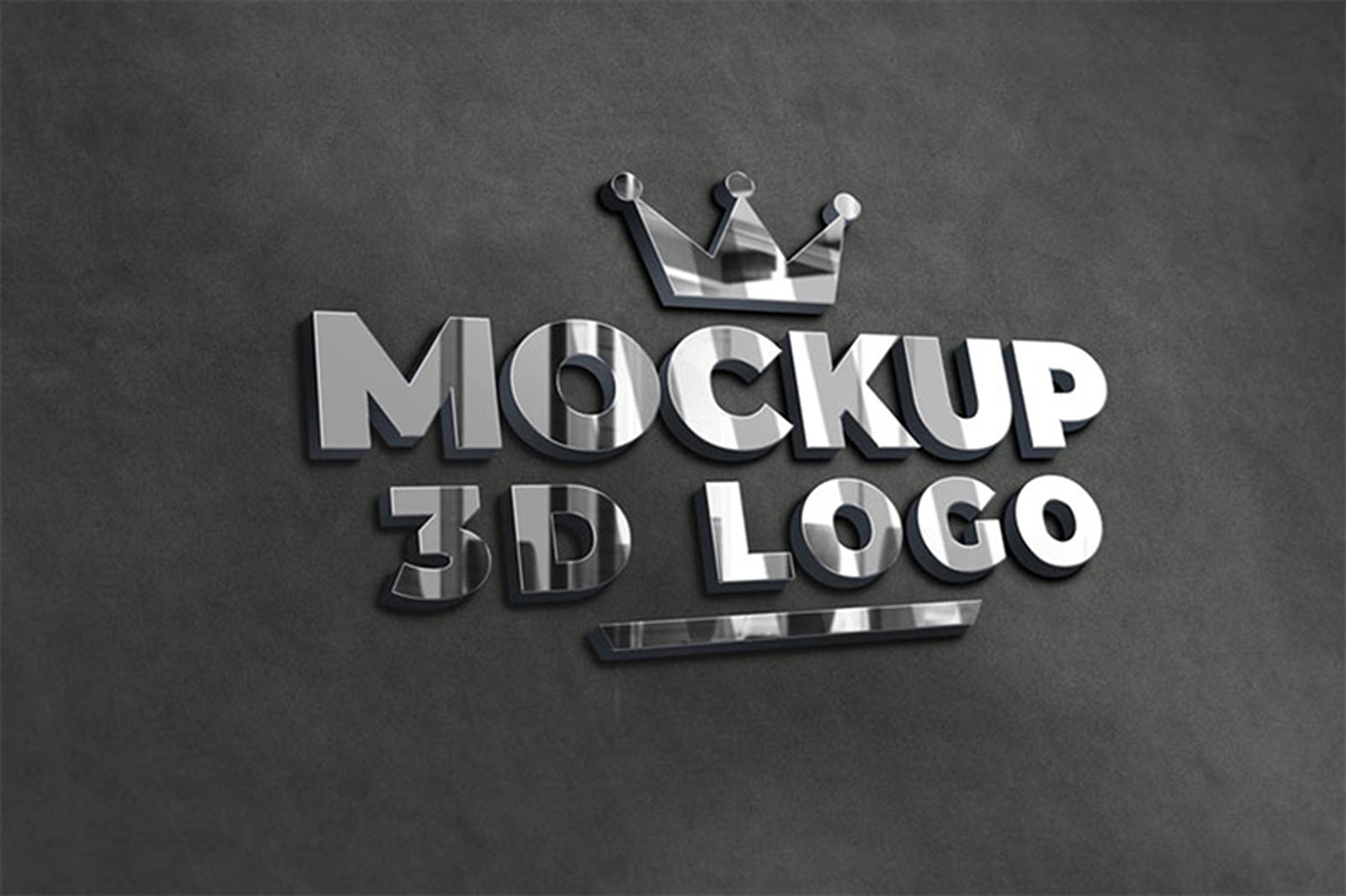 3D Silver Chrome Logo Mockup